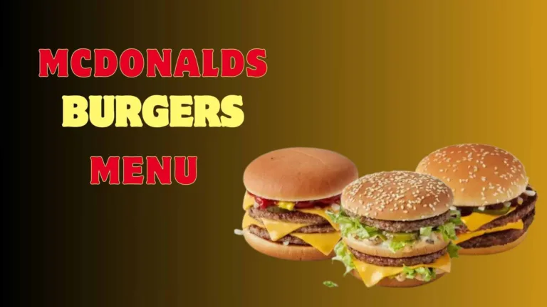 McDonalds Burgers Menu with prices & Nutrition