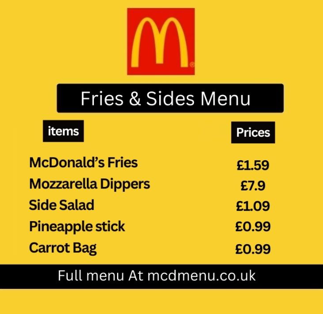 McDonalds Fries & Sides Menu in UK 2024